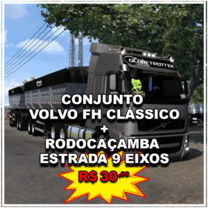 Conjunto Volvo FH Clássico+Rodo Caçamba Estrada 9 Eixos